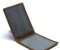 Cool Dark Brown Leather Mens Small Bifold Wallet billfold Wallet License Wallet for Men