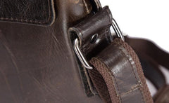 Cool Brown Leather Mens Tablet Messenger Bag Small Side Bag Mini Messenger Bag For Men