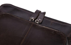 Cool Brown Leather Mens Tablet Messenger Bag Small Side Bag Mini Messenger Bag For Men