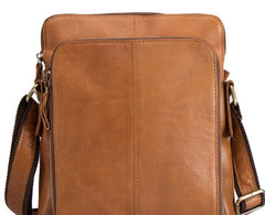 Cool Brown Leather Mens Tablet Messenger Bag Small Side Bag Mini Messenger Bag For Men