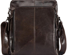 Cool Brown Leather Mens Tablet Messenger Bag Small Side Bag Mini Messenger Bag For Men