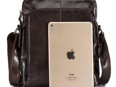 Cool Brown Leather Mens Tablet Messenger Bag Small Side Bag Mini Messenger Bag For Men