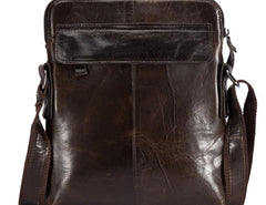 Cool Brown Leather Mens Tablet Messenger Bag Small Side Bag Mini Messenger Bag For Men