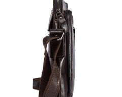 Cool Brown Leather Mens Tablet Messenger Bag Small Side Bag Mini Messenger Bag For Men