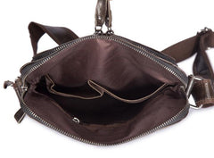 Cool Brown Leather Mens Tablet Messenger Bag Small Side Bag Mini Messenger Bag For Men