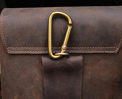 Cool Dark Brown Leather Mens Belt Pouch Small Side Bag Waist Belt Bag For Men
