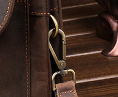 Cool Dark Brown Leather Mens Belt Pouch Small Side Bag Waist Belt Bag For Men