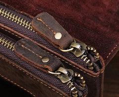 Cool Dark Brown Leather Mens Belt Pouch Small Side Bag Waist Belt Bag For Men
