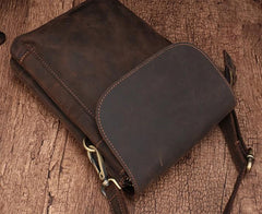 Cool Dark Brown Leather Mens Belt Pouch Small Side Bag Waist Belt Bag For Men
