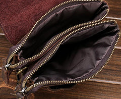 Cool Dark Brown Leather Mens Belt Pouch Small Side Bag Waist Belt Bag For Men