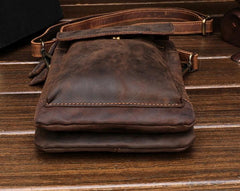 Cool Dark Brown Leather Mens Belt Pouch Small Side Bag Waist Belt Bag For Men