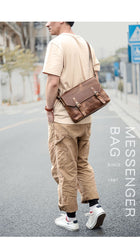 Cool Brown Leather Mens Small Courier Bags Vintage Brown Messenger Bag Postman Bag For Men