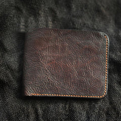 Cool Distressed Brown Leather Mens SMall Wallet billfold Wallet Bifold Front Pocket Wallet For Men