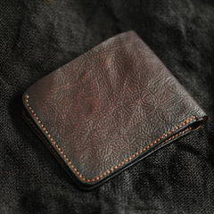 Cool Distressed Brown Leather Mens SMall Wallet billfold Wallet Bifold Front Pocket Wallet For Men