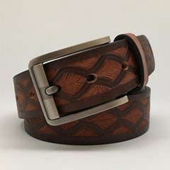 Handmade Cool Brown Tooled Leather Mens Belt Dark Brown Leather Belt for Men