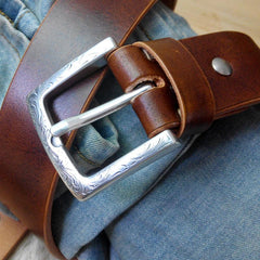 Cool Handmade Brown Leather Mens Belt Leather Belt for Men