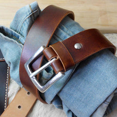 Cool Handmade Brown Leather Mens Belt Leather Belt for Men
