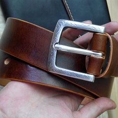 Cool Handmade Brown Leather Mens Belt Leather Belt for Men