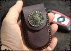 Cool Handmade Brown Leather Mens Car Key Case Car Key Holder with Belt Loop For Men