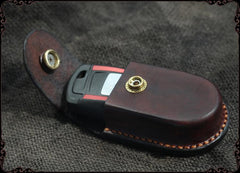 Cool Handmade Brown Leather Mens Car Key Case Car Key Holder with Belt Loop For Men