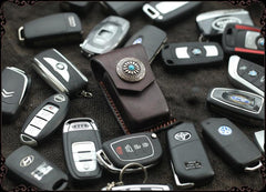 Cool Handmade Leather Mens Car Key Case Car Key Holder with Belt Loop For Men
