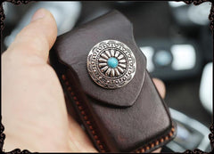 Cool Handmade Leather Mens Car Key Case Car Key Holder with Belt Loop For Men