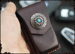 Cool Handmade Leather Mens Car Key Case Car Key Holder with Belt Loop For Men