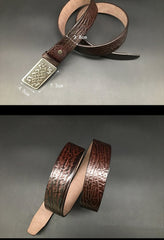 Handmade Cool Dark Brown Leather Mens Belt Coffee Leather Belt for Men