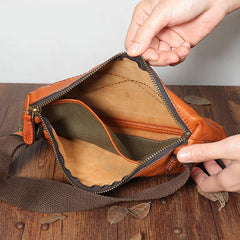 Handmade Leather Mens Brown Fanny Pack Hip Pack Black Chest Bag Sling Bag for Men