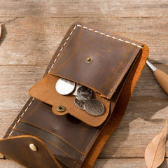 Cool Handmade Leather Mens Small Wallets Bifold Vintage billfold Wallet for Men