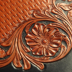 Cool Handmade Tooled Leather Floral Sling Bag Chest Bag One Shoulder Backpack For Men