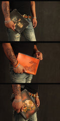 Cool Handmade Tooled Leather Pisces Clutch Wallet Wristlet Bag Clutch Purse For Men