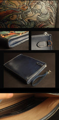 Cool Handmade Tooled Leather Pisces Clutch Wallet Wristlet Bag Clutch Purse For Men