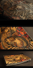 Cool Handmade Tooled Leather Pisces Clutch Wallet Wristlet Bag Clutch Purse For Men
