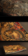 Cool Handmade Tooled Leather Pisces Clutch Wallet Wristlet Bag Clutch Purse For Men