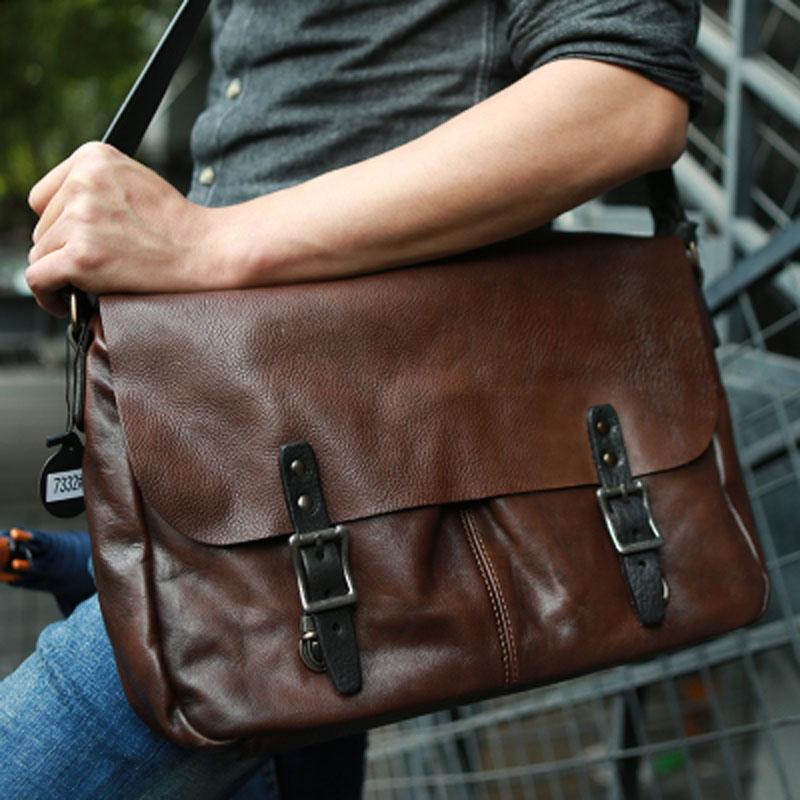 Cool Handmade Vintage Leather Mens Messenger Bags Shoulder Bag for men