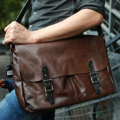 Cool Handmade Vintage Leather Mens Messenger Bags Shoulder Bag for men