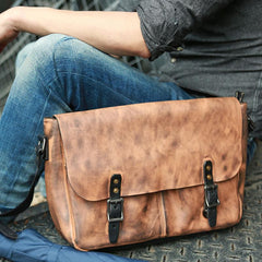 Cool Handmade Vintage Leather Mens Messenger Bags Shoulder Bag for men