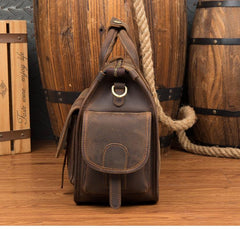 Vintage Mens Leather 14 inches Briefcase Side Bag Work Bags Travel Luggage Bag for Men