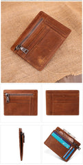 Cool Leather RFID Slim Zipper Wallet billfold Small Wallet Front Pocket Wallet Card Wallets For Men
