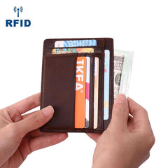 Cool Leather RFID Slim Zipper Wallet billfold Small Wallet Front Pocket Wallet Card Wallets For Men