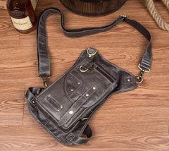 Cool Leather Belt Pouch Mens Fanny Pack Chest Bag One Shoulder Backpack for Men