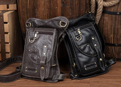 Cool Leather Belt Pouch Mens Fanny Pack Chest Bag One Shoulder Backpack for Men