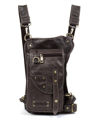 Cool Leather Belt Pouch Mens Fanny Pack Chest Bag One Shoulder Backpack for Men