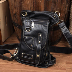 Cool Leather Belt Pouch Mens Fanny Pack Chest Bag One Shoulder Backpack for Men