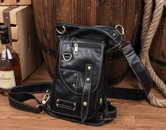 Cool Leather Belt Pouch Mens Fanny Pack Chest Bag One Shoulder Backpack for Men