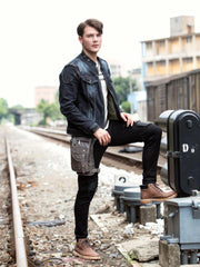 Cool Leather Belt Pouch Mens Fanny Pack Chest Bag One Shoulder Backpack for Men