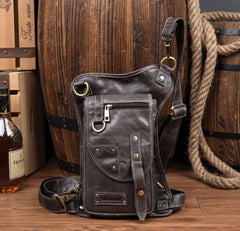 Cool Leather Belt Pouch Mens Fanny Pack Chest Bag One Shoulder Backpack for Men