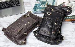 Cool Leather Belt Pouch Mens Fanny Pack Chest Bag One Shoulder Backpack for Men