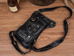 Cool Leather Belt Pouch Mens Fanny Pack Chest Bag One Shoulder Backpack for Men